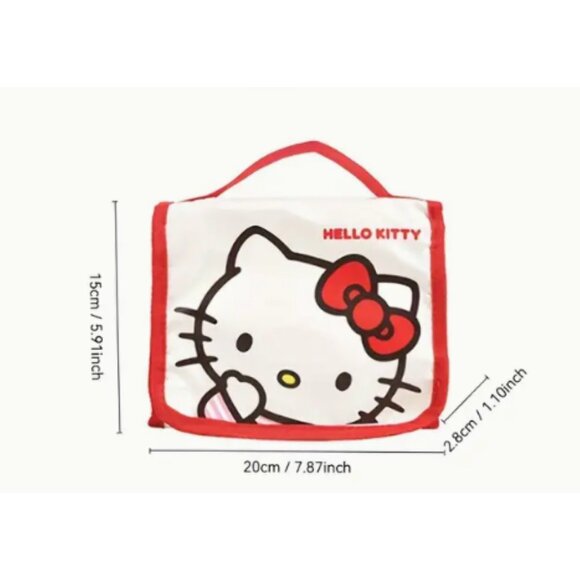 Hello Kitty 4-in-1 Foldable Makeup Bag Zippered Travel Cosmetic Organizer - Picture 2 of 4